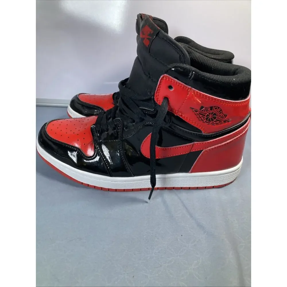Nike Air Jordan 1 Retro OG High Patent Leather Bred Sneakers Size 9.5